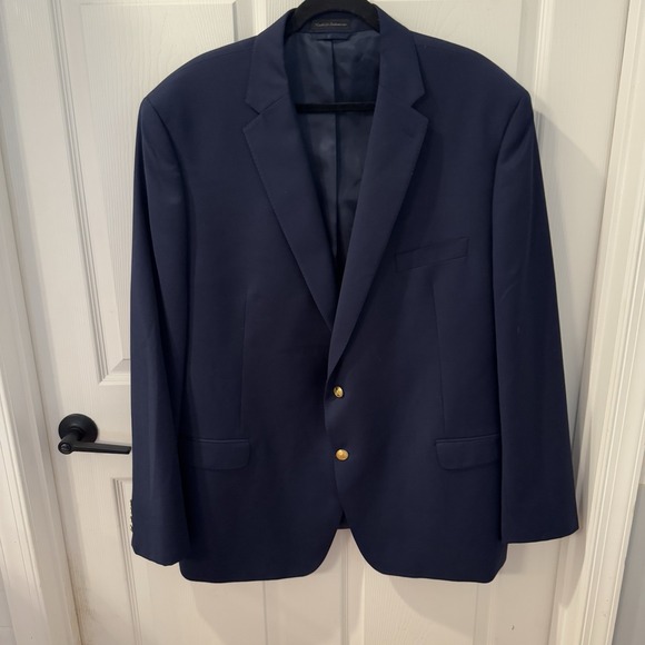 Ralph Lauren LAUREN Navy blazer, tailored jacket, men's size L wool navy blue type Vintage Second Hand